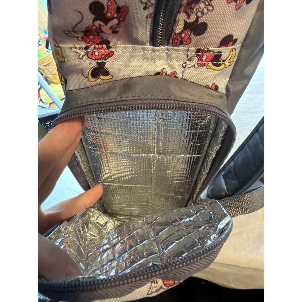 Disney Baby Minnie Mouse Large Gray Pink Polyester Backpack Diaper Bag Insulated